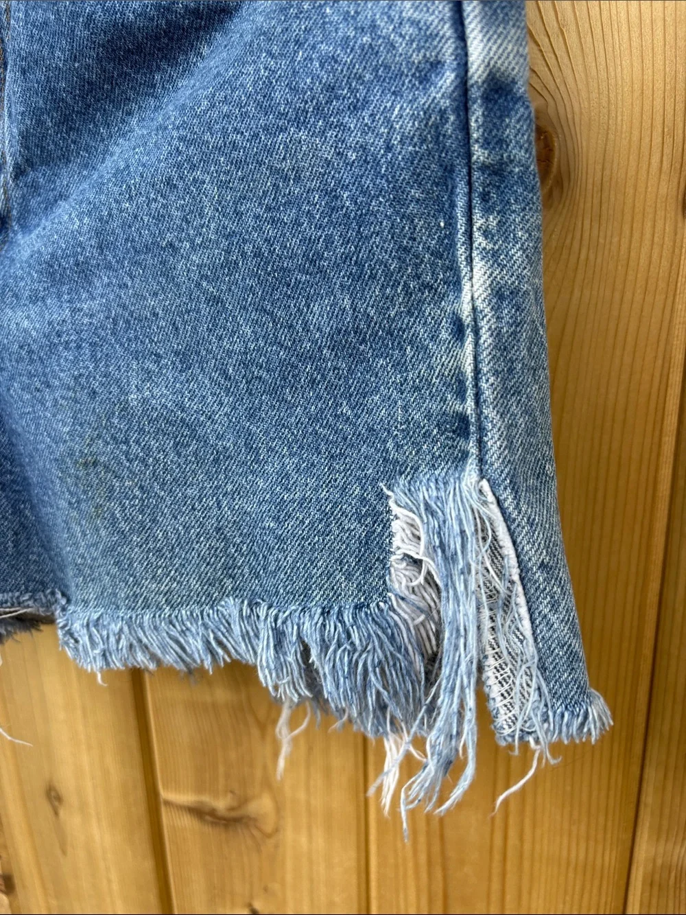 Levi's Medium Blue Denim Frayed Hem Shorts